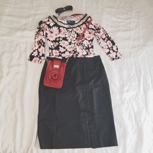 Express Black Lace Up Pencil Skirt